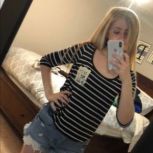 Shirt with lace pocket